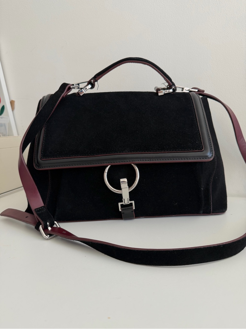 Zara Black Suede-Style Top Handle Bag - Picture 5 of 6
